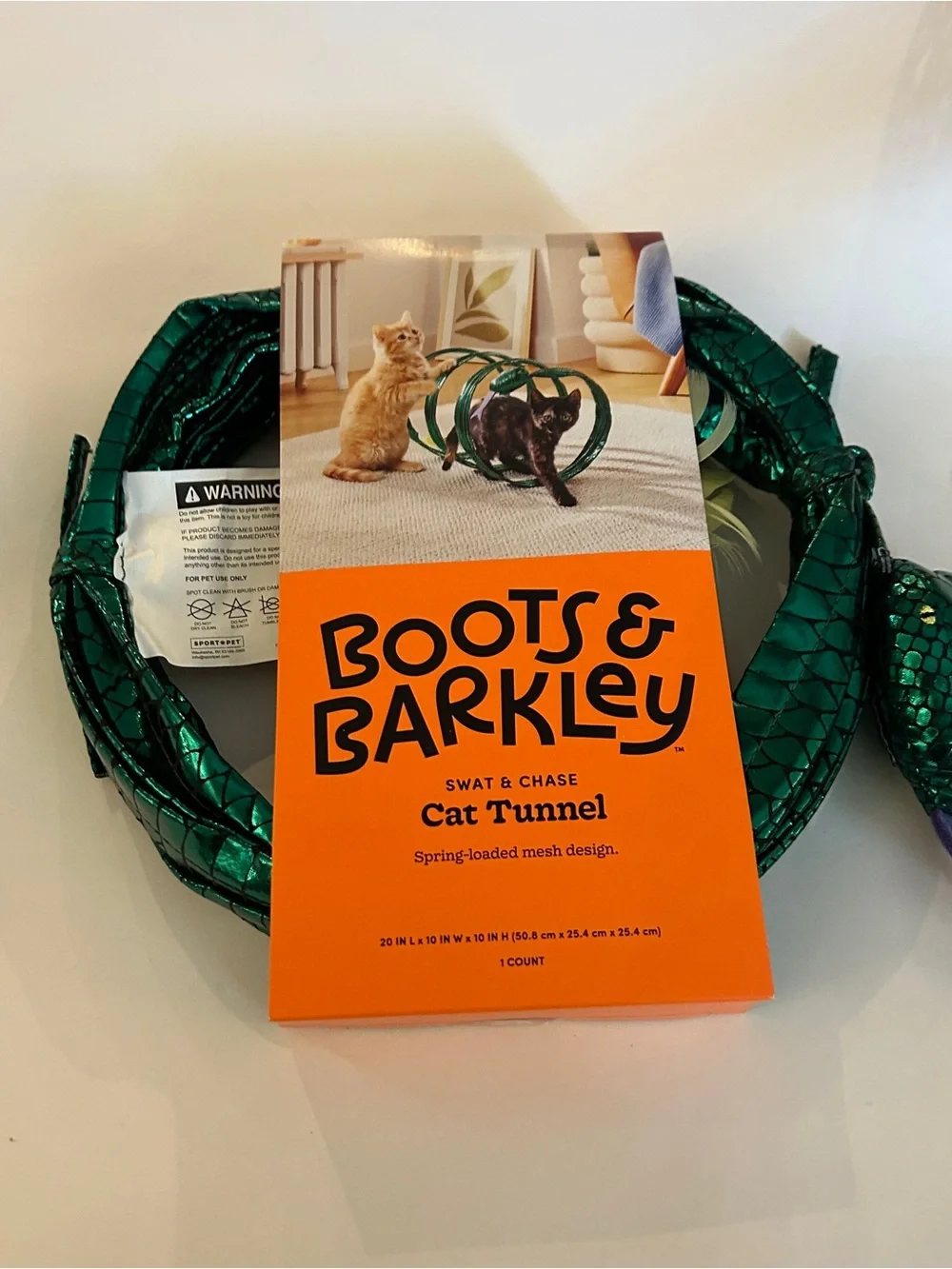 Boots & Barkley Swat & Chase Cat Tunnel green serpent design interactive toy nwt